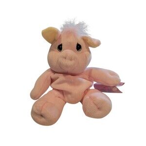 1997 Precious Moments Tender Tails Pink Pig Beans In Belly 9" Vintage Plush